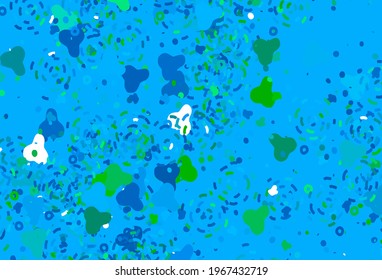 Light Blue, Green vector backdrop with memphis shapes. Illustration with colorful gradient shapes in abstract style. Modern design for your business card.