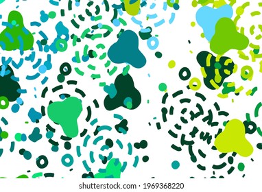 Light Blue, Green vector backdrop with memphis shapes. Simple colorful illustration with abstract gradient shapes. Elegant design for wallpapers.