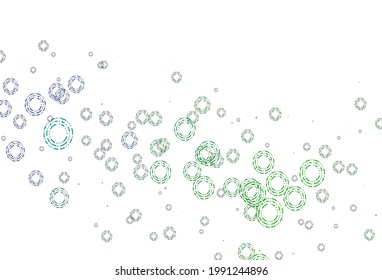 Light Blue, Green vector backdrop with dots. Abstract illustration with colored bubbles in nature style. Completely new template for your brand book.