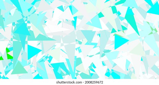Azul claro, fondo vectorial verde con triángulos, líneas. Ilustración con formas triangulares coloridas abstractas. Patrón de fondo de pantalla.