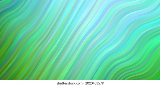 Light Blue, Green vector backdrop with curves. Illustration in halftone style with gradient curves. Template for your UI design.