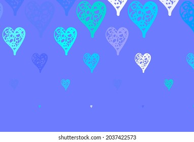 Light Blue, Green vector backdrop with sweet hearts. Smart illustration with gradient hearts in valentine style. Pattern for carnival, festival romantic leaflets.