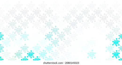 Light Blue, Green vector backdrop with virus symbols. Smart illustration with covid signs in decorative style. Simple drawing against danger fever.
