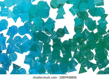 Hellblauer, grüner Vektorhintergrund mit Linien, Kreisen, Rhombus. Abstrakte Farbverlauf-Illustration mit Kreisen, Dreiecken, Würfeln. Moderne Vorlage für Ihre Zielseite.