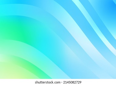 Light Blue, Green vector backdrop with curved lines. Smart illustration in abstract style with gradient lines.  Background for cell phone screens.