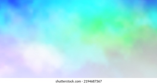 Light Blue, Green vector backdrop with cumulus. Colorful illustration with abstract gradient clouds. Pattern for your commercials.