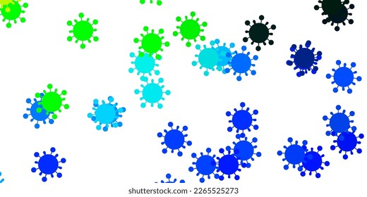 Light blue, green vector backdrop with virus symbols. Simple design in abstract style with infection forms. Best design for quarantine events.