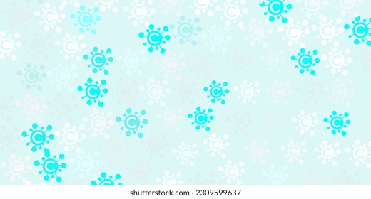 Light Blue, Green vector backdrop with virus symbols. Colorful  gradient illness symbols in simple abstract style. Design for biohazard warning.