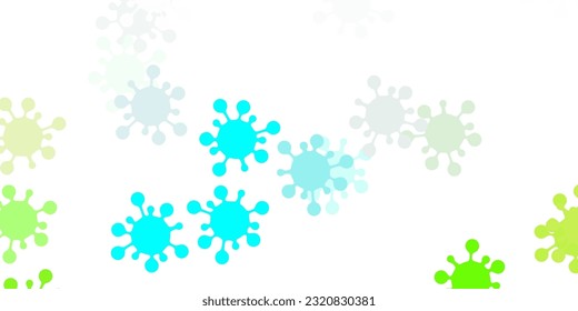 Light blue, green vector backdrop with virus symbols. Colorful abstract illustration with gradient medical shapes. Simple design against epidemic information.