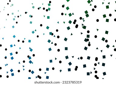 Hellblau, grüner Vektorhintergrund mit Linien, Kreisen, Rhombus. Dekoratives Design im abstrakten Stil mit Linien, Punkten, Würfeln. Vorlage für Bildschirmhintergründe.