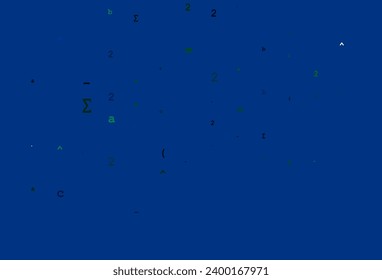 Light Blue, Green vector backdrop with algebra elements. Colored mathematic signs with gradient on white background. Best design for your math college.