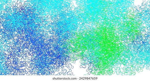 Light blue, green vector backdrop with curves. Abstract gradient illustration with wry lines. Pattern for booklets, leaflets.