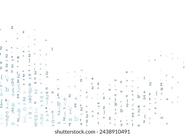 Light Blue, Green vector backdrop with algebra elements. Illustration with Numeral symbols on abstract template. Pattern for ads, booklets, leaflets of education.