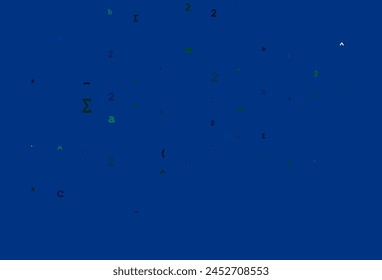Light Blue, Green vector backdrop with algebra elements. Colored mathematic signs with gradient on white background. Best design for your math college.