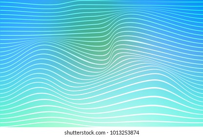 Light Blue, Green vector background with curved ribbons. Creative illustration in halftone arched style with gradient. Brand-new style for your business design.
