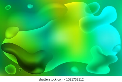Light Blue, Green vector background with lava shapes. Blurred geometric sample with gradient bubbles.  The template for cell phone backgrounds.