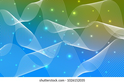 Light Blue, Green vector background with xmas confetti. Modern geometrical abstract illustration with carnival ribbons. The pattern can be used for birthday gifts, congratulations.