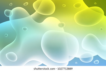 Light Blue, Green vector background with bent ribbons. Blurred geometric sample with gradient bubbles.  New composition for your brand book.