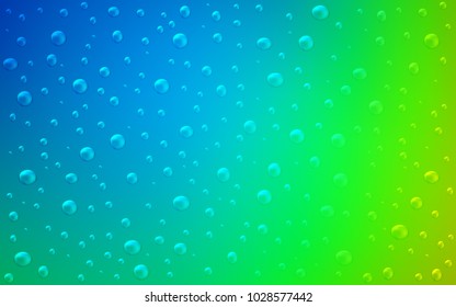 Light Blue, Green vector background with dots. Glitter abstract illustration with blurred drops of rain. The pattern can be used for aqua ad, booklets.