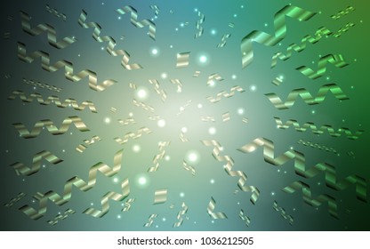 Light Blue, Green vector background with xmas confetti. Decorative shining illustration with ribbons on abstract template. The pattern can be used for carnival, festival leaflets.