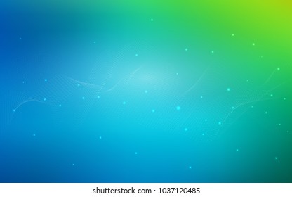 Light Blue, Green vector background with dots. Glitter abstract illustration with blurred drops of rain. Pattern can be used as texture of water, rain drops.