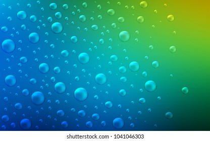 Light Blue, Green vector background with bubbles. Glitter abstract illustration with blurred drops of rain. Pattern can be used as texture of water, rain drops.