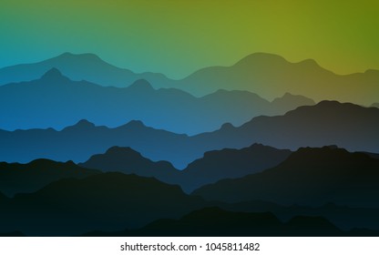 Light Blue, Green vector background with curved circles. Geometric illustration in mountain style with gradient.  A new texture for your  ad, booklets, leaflets.