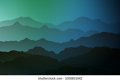 Light Blue, Green vector background with bent ribbons. An elegant bright illustration with gradient. Mountain design for your web site.