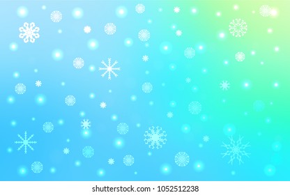 Light Blue, Green vector background with xmas snowflakes. Modern geometrical abstract illustration with crystals of ice. New year design for your ad, poster, banner.