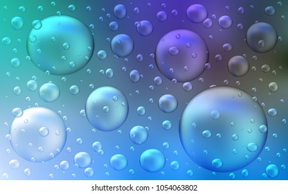 Light Blue, Green vector background with dots. Glitter abstract illustration with blurred drops of rain. Beautiful design for your business natural advert.