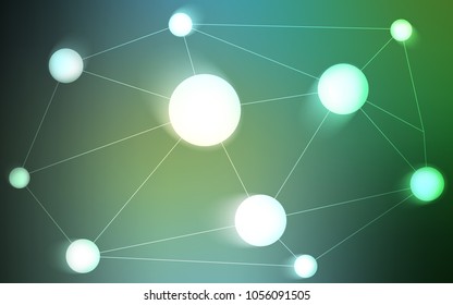 Light Blue, Green vector background with dots and lines. Glitter abstract illustration with connection of triangle structure. Pattern can be used for futuristic ad, booklets.