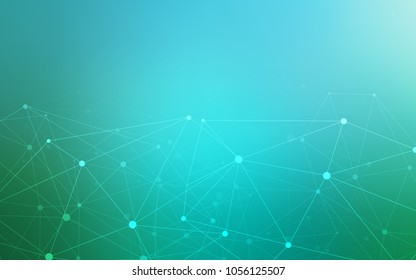 Light Blue, Green vector background with dots and lines. Illustration with set of colorful abstract circles and lines. New design for ad, poster, banner of your website.