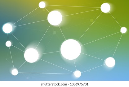 Light Blue, Green vector background with dots and lines. Illustration with set of colorful abstract circles and lines. Pattern can be used as texture of wallpapers.