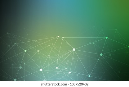 Light Blue, Green vector background with bubbles, lines. Design with connection of dots and lines on colorful background. Pattern can be used as texture of wallpapers.