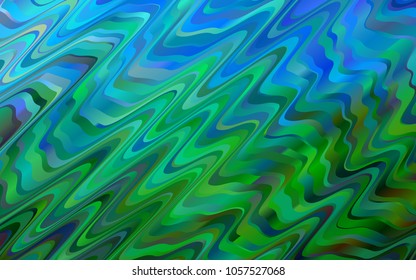 Light Blue, Green vector background with bent lines. Shining illustration, which consist of blurred lines, circles. Brand-new design for your ads, poster, banner.