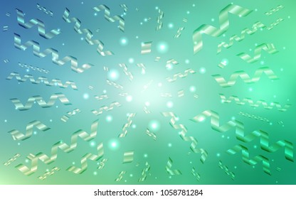 Light Blue, Green vector background with xmas confetti. Glitter abstract illustration with colorful confetti, ribbons. New design for ad, poster, banner of your Party.