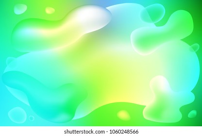 Light Blue, Green vector background with liquid shapes. Geometric illustration in memphis style with gradient.  The elegant pattern for brand book.