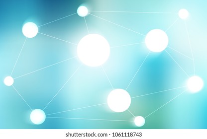 Light Blue, Green vector background with dots and lines. Design with connection of dots and lines on colorful background. Pattern can be used for futuristic ad, booklets.