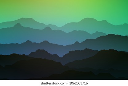Light Blue, Green vector background with abstract circles. Modern gradient abstract illustration with bandy lines. Mountain design for your web site.