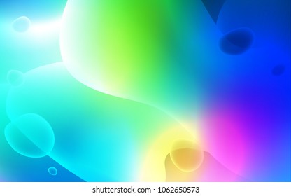 Light Blue, Green vector background with curved circles. A completely new color illustration in memphis style. The best blurred design for your business.