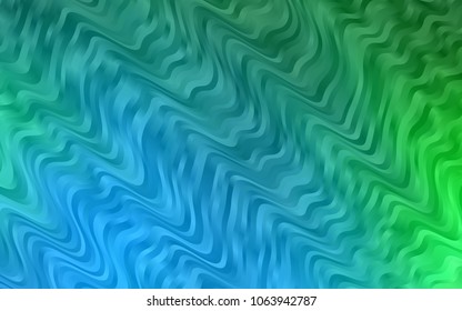 Light Blue, Green vector background with curved circles. Modern gradient abstract illustration with bandy lines. The best blurred design for your business.