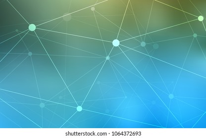 Light Blue, Green vector background with dots and lines. Glitter abstract illustration with connection of triangle structure. Pattern can be used for beautiful websites.