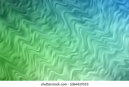Light Blue, Green vector background with bent lines. An elegant bright illustration with gradient. Brand-new design for your ads, poster, banner.