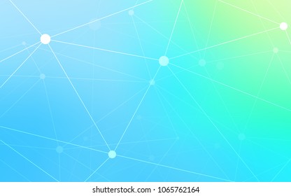 Light Blue, Green vector background with dots and lines. Glitter abstract illustration with connection of triangle structure. Pattern can be used for ads, leaflets.