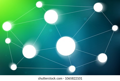 Light Blue, Green vector background with dots and lines. Illustration with set of colorful abstract circles and lines. Completely new template for your brand book.