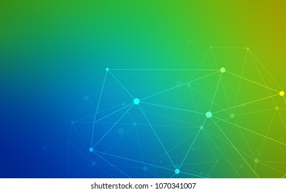 Light Blue, Green vector background with bubbles, lines. Design with connection of dots and lines on colorful background. Beautiful design for your business advert.