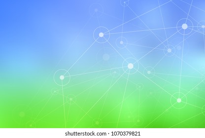 Light Blue, Green vector background with dots and lines. Modern abstract colorful illustration with spheres and lines. New design for ad, poster, banner of your website.