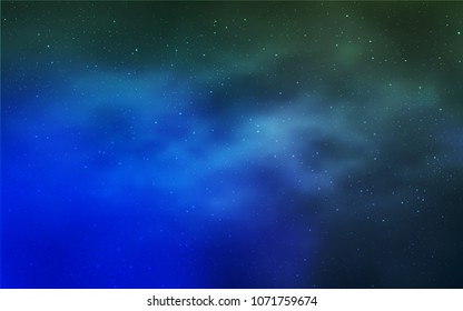 Light Blue, Green vector background with galaxy stars. Shining colored illustration with bright astronomical stars. Pattern for astronomy websites.
