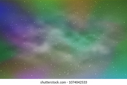 Light Blue, Green vector background with galaxy stars. Space stars on blurred abstract background with gradient. Pattern for astrology websites.