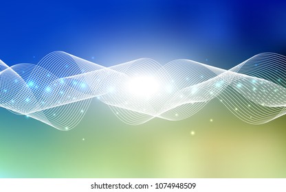 Light Blue, Green vector background with xmas confetti. Beautiful colored illustration with ribbon in celebration style. The pattern can be used for carnival, festival leaflets.